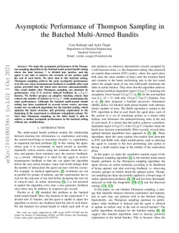 Asymptotic Performance of Thompson Sampling in the Batched Multi-Armed
  Bandits