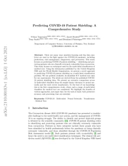 Predicting COVID-19 Patient Shielding: A Comprehensive Study