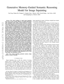 Generative Memory-Guided Semantic Reasoning Model for Image Inpainting