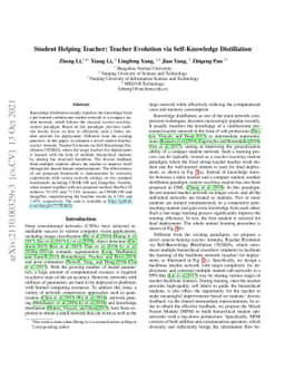 Student Helping Teacher: Teacher Evolution via Self-Knowledge
  Distillation