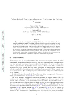 Online Primal-Dual Algorithms with Predictions for Packing Problems