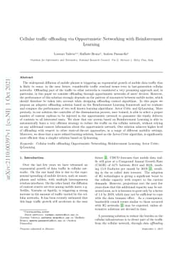 Cellular traffic offloading via Opportunistic Networking with
  Reinforcement Learning