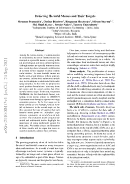 Detecting Harmful Memes and Their Targets