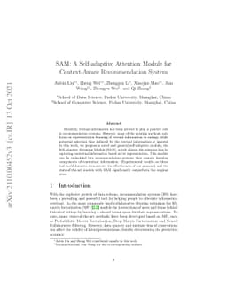 SAM: A Self-adaptive Attention Module for Context-Aware Recommendation
  System