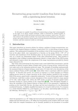 Reconstructing group wavelet transform from feature maps with a
  reproducing kernel iteration