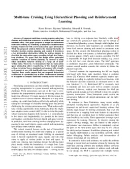 Multi-lane Cruising Using Hierarchical Planning and Reinforcement
  Learning