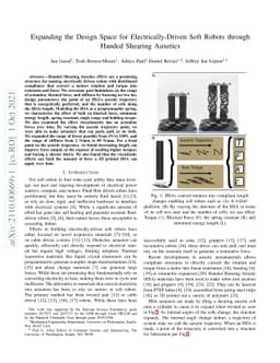 Expanding the Design Space for Electrically-Driven Soft Robots through
  Handed Shearing Auxetics