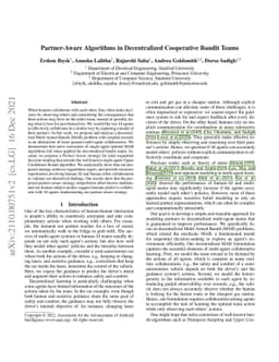 Partner-Aware Algorithms in Decentralized Cooperative Bandit Teams