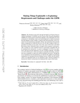 Making Things Explainable vs Explaining: Requirements and Challenges
  under the GDPR
