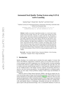 Automated Seed Quality Testing System using GAN & Active Learning