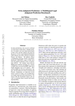 Swiss-Judgment-Prediction: A Multilingual Legal Judgment Prediction
  Benchmark