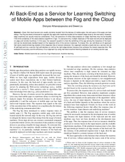 AI Back-End as a Service for Learning Switching of Mobile Apps between
  the Fog and the Cloud