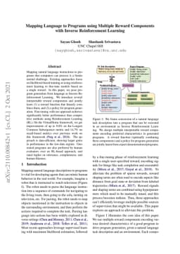 Mapping Language to Programs using Multiple Reward Components with
  Inverse Reinforcement Learning