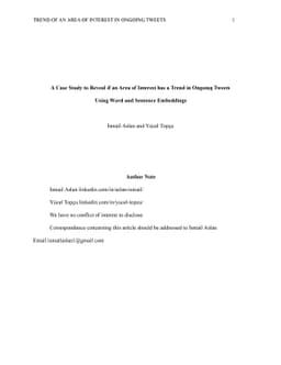 A Case Study to Reveal if an Area of Interest has a Trend in Ongoing
  Tweets Using Word and Sentence Embeddings