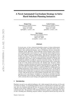 A Novel Automated Curriculum Strategy to Solve Hard Sokoban Planning
  Instances