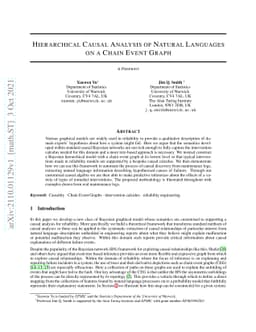 Hierarchical Causal Analysis of Natural Languages on a Chain Event Graph