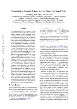 Contextualized Semantic Distance between Highly Overlapped Texts