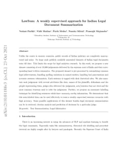 LawSum: A weakly supervised approach for Indian Legal Document
  Summarization