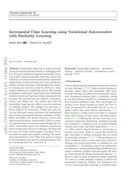 Incremental Class Learning using Variational Autoencoders with
  Similarity Learning