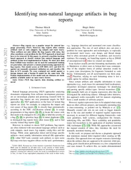 Identifying non-natural language artifacts in bug reports