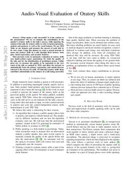 Audio-Visual Evaluation of Oratory Skills