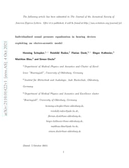 Individualized sound pressure equalization in hearing devices exploiting
  an electro-acoustic model