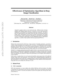 Effectiveness of Optimization Algorithms in Deep Image Classification