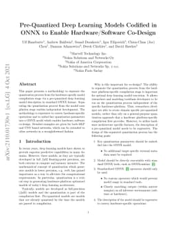 Pre-Quantized Deep Learning Models Codified in ONNX to Enable
  Hardware/Software Co-Design
