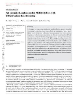 Set-theoretic Localization for Mobile Robots with Infrastructure-based
  Sensing
