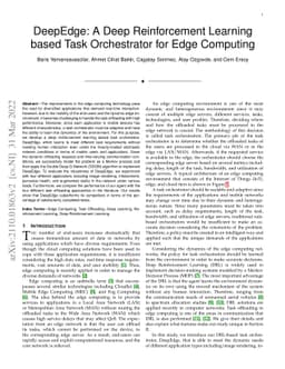 DeepEdge: A Deep Reinforcement Learning based Task Orchestrator for Edge
  Computing