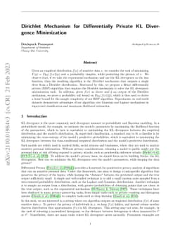 Dirichlet Mechanism for Differentially Private KL Divergence
  Minimization