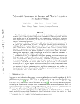 Adversarial Robustness Verification and Attack Synthesis in Stochastic
  Systems
