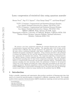 Lossy compression of statistical data using quantum annealer