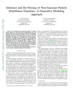 Inference and De-Noising of Non-Gaussian Particle Distribution
  Functions: A Generative Modeling Approach