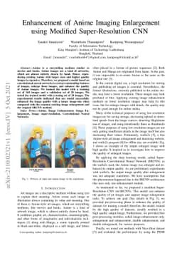 Enhancement of Anime Imaging Enlargement using Modified Super-Resolution
  CNN