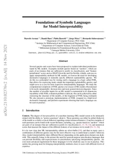 Foundations of Symbolic Languages for Model Interpretability