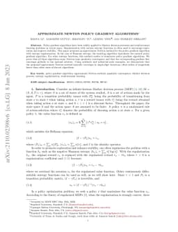 Approximate Newton policy gradient algorithms