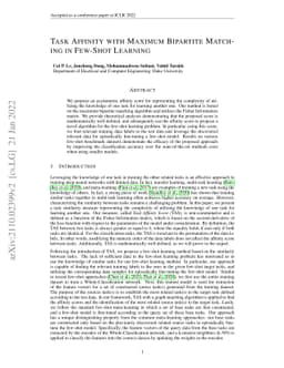 Task Affinity with Maximum Bipartite Matching in Few-Shot Learning