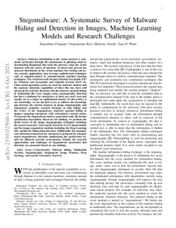 Stegomalware: A Systematic Survey of MalwareHiding and Detection in
  Images, Machine LearningModels and Research Challenges