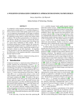 A Weighted Generalized Coherence Approach for Sensing Matrix Design