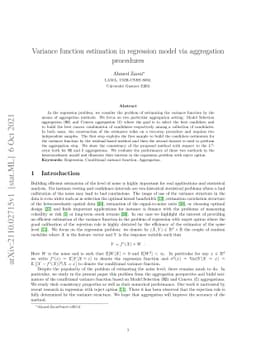 Variance function estimation in regression model via aggregation
  procedures