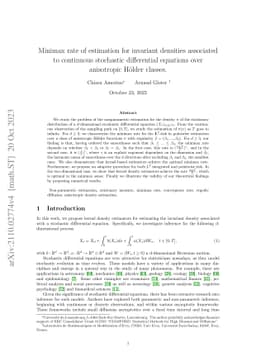 Minimax rate of estimation for invariant densities associated to
  continuous stochastic differential equations over anisotropic Holder classes