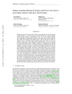 Spike-inspired Rank Coding for Fast and Accurate Recurrent Neural
  Networks