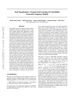 Style Equalization: Unsupervised Learning of Controllable Generative
  Sequence Models