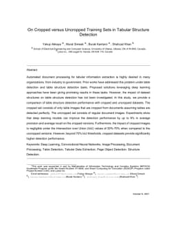 On Cropped versus Uncropped Training Sets in Tabular Structure Detection
