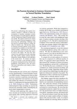 On Neurons Invariant to Sentence Structural Changes in Neural Machine
  Translation