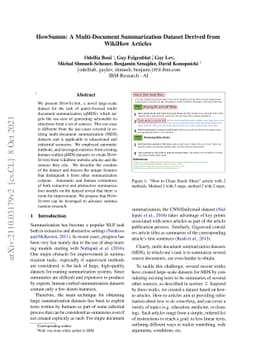HowSumm: A Multi-Document Summarization Dataset Derived from WikiHow
  Articles