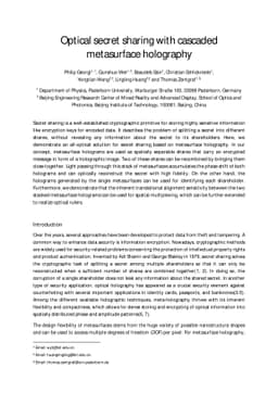 Optical secret sharing with cascaded metasurface holography