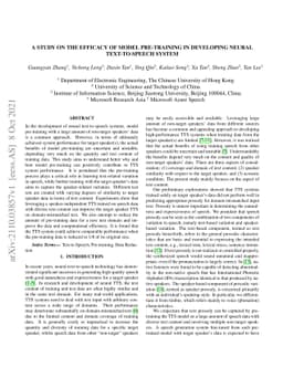 A study on the efficacy of model pre-training in developing neural
  text-to-speech system