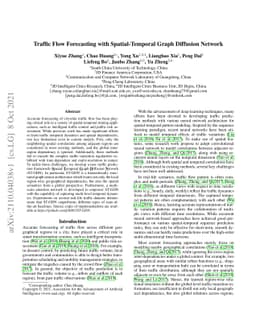 Traffic Flow Forecasting with Spatial-Temporal Graph Diffusion Network